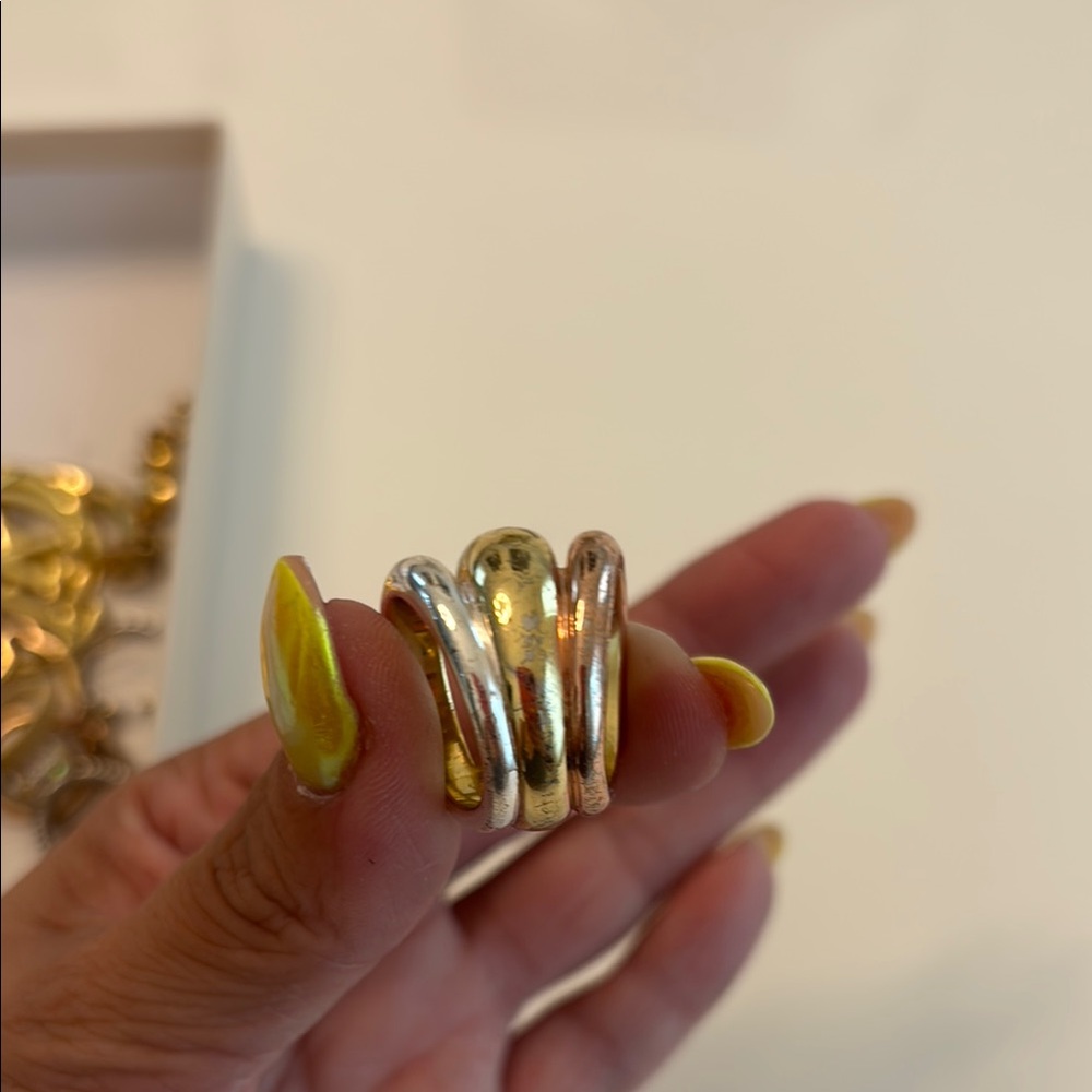 Gold And Silver Geometric Statement Ring - image 3